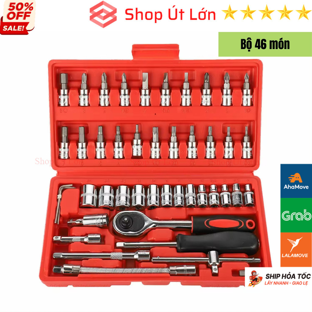 Bộ dụng cụ mở bu lông ốc vít, 46 chi tiếc,bộ dụng cụ sửa chữa ô tô xe máy, bộ dụng cụ đa năng 46 chi