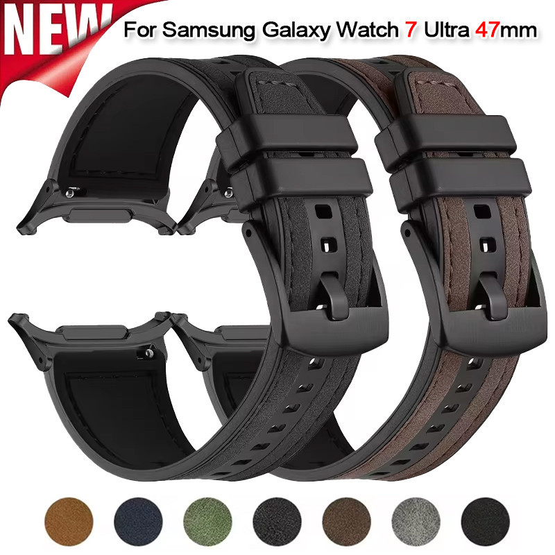 Dây Da Cho Samsung Galaxy Watch 7 Ultra 47mm Đồng Hồ Thông Minh Thay Thế Vòng Tay Silicon Cho Galaxy