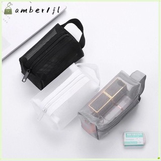 Ví đựng tiền xu có dây kéo Mini AMBER1, Túi giặt Mini thoáng khí Túi lưu trữ lưới vuông, Văn phòng phẩm nhẹ dung tích lớn