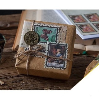 Bộ phong bì 40 tem dán Cổ điển trang trí - Tập tem dán Retro nhiều mẫu