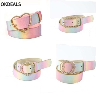Thắt lưng bằng da nhũ sequin lấp lánh phối khóa kiểu dáng thời trang dành cho nữ