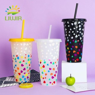 Cốc cà phê Dễ thương 710ML Nhựa cá nhân có thể tái sử dụng có nắp ống hút Cốc cà phê