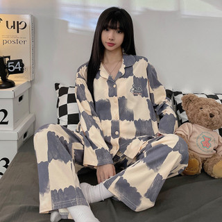 Bộ Đồ Ngủ Nữ Xuân Thu Phong Cách 2023 Phong Cách Mới Tay Dài Plus Kích Thước Mùa Hè Thu Đông Homewear Phù Hợp Với