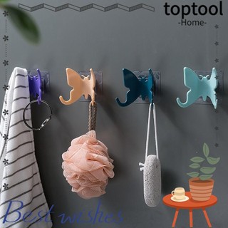 Móc dính TOPTOOL, Móc treo tường bằng nhựa tiết kiệm không gian, Móc đôi bướm đa chức năng Giá treo không đục lỗ cho phòng tắm nhà bếp gia đình