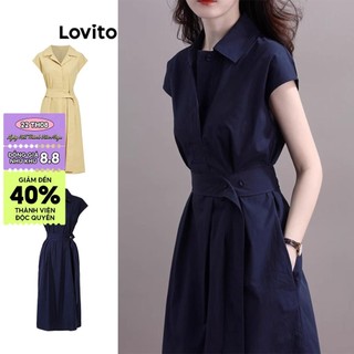 Lovito đầm cài cúc đơn giản cho nữ lne57068