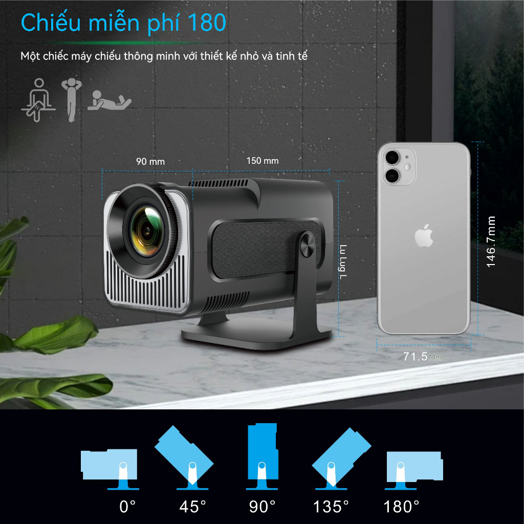 Máy chiếu mini HY320/320mini Full HD 1080P 4K WiFi Bluetooth Android11 Tự động sửa keystone Kết nối điện thoại Laptop | BigBuy360 - bigbuy360.vn