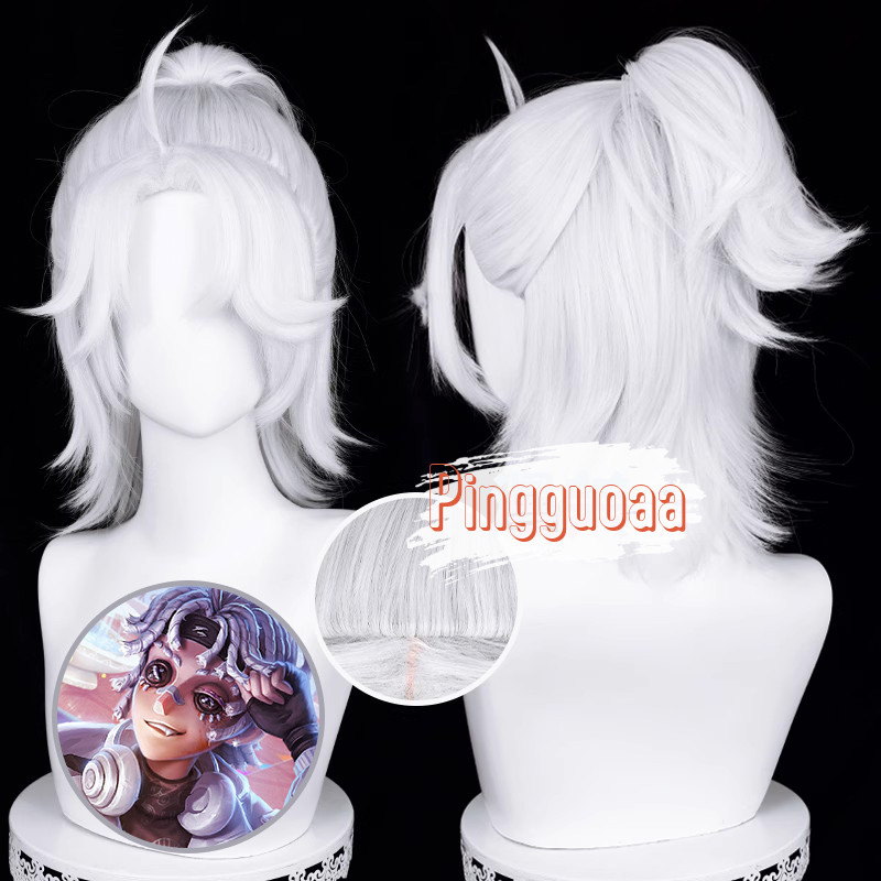 【Manmei】Identity V × B.Duck Rice Luca Balsa Cosplay Wig 40cm Long Silver White Heat Resistant Synthe