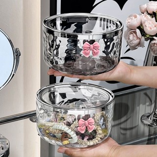 Hộp đựng đồ trong suốt vân kim cương có nắp bấm, Hộp đựng kẹp tóc khuyên tai, viên giặt, trang sức