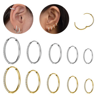  1pc 20G Vòng Bông Tai Thép Không Gỉ Sụn Bông Tai Pha Lê Tròn Bông Tai Vòng Vàng 8mm 10mm 12mm Xoắn Ốc Ốc Sụn Xuyên Bông Tai 