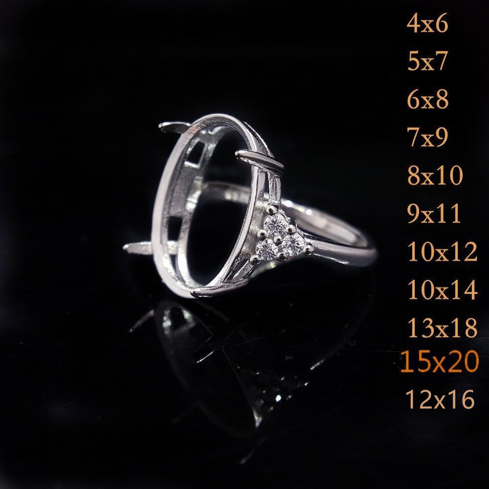 S925 Bạc Nhẫn Rỗng Chủ DIY Phù Hợp Với Các Bộ Phận Với Hỗ Trợ Công Chúa Dai Cắt Trứng Mì Với Kim Cương Và Keo Cho Miễn Phí