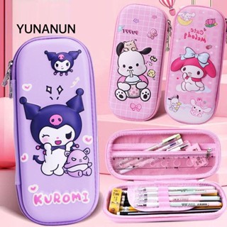 Bút Chì YUNAUN, Hộp Bút Kuromi / Giai Điệu / Kỳ Lân Dung Tích Lớn, Túi Đựng Bút Ba Lớp Chống Thấm Nước EVA Di Động Bé Gái Bé Trai