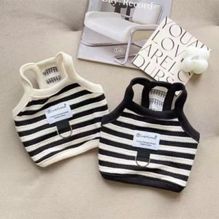 Mùa hè Mỏng Thú Cưng Quần Áo Cho Chó Gấu Pháp Mèo Con Sọc Sling Trang Phục Cho Chó Con Có Khóa Lực Kéo