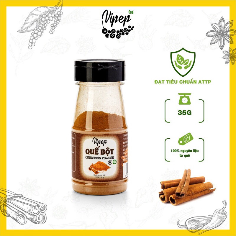 Bột Quế Nguyên Chất Hũ Nhựa Vipep, Thiên Thành (Cinamon Powder)