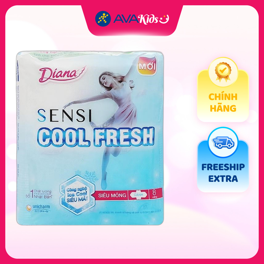Băng vệ sinh ban ngày Diana Sensi Cool Fresh siêu mỏng có cánh 8 miếng