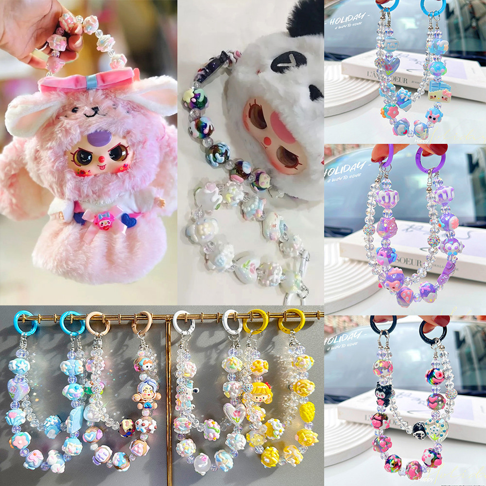 Babythree Macaron&Lily Town Rabbit Dây Xích Đôi Điện Thoại Di Động Dây Xích Hạt Móc Khóa