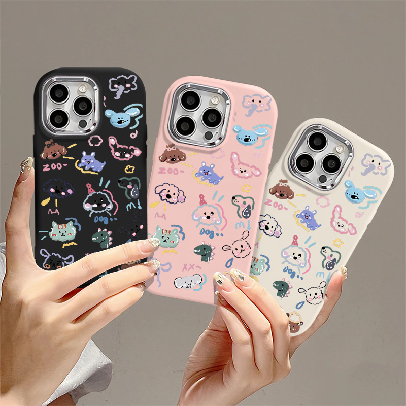 Ốp Điện Thoại Họa Tiết Động Vật Graffiti Nhiều Màu Sắc Tương Thích Cho IPhone 15 14 13 12 16Pro MAX 7 8 Plus X XR XS MAX SE2020 15plus Vỏ Mềm TPU Lỗ Lớn Cao Cấp