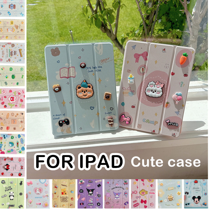 Dành Cho iPad Mini 1 2 3 4 5 (7.9 ") iPad Mini 6 (8.3") Mini 7 (A17 Pro) 2024 Trẻ Em Kuromi Micky Minnie 3D Vỏ Hoạt Hình Dễ Thương Đứng Da Silicon Flip Cover