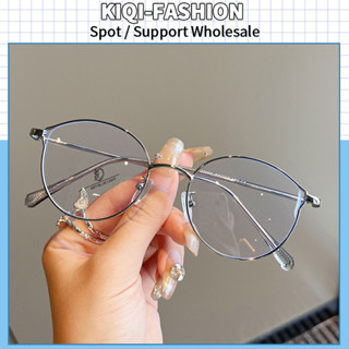 (Kiqi-fashion) Thời Trang Mới Kim Loại Nữ Mắt Mèo Chống Ánh Sáng Xanh Kính Thời Trang Cá Tính Openwork Tròn Unisex Chống Bức Xạ Kính Mắt