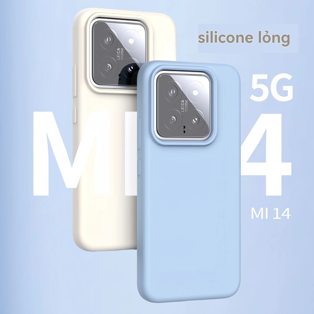 Ốp điện thoại silicon lỏng dùng cho Xiaomi 14 Ốp mềm Xiaomi 14Pro bao toàn bộ Xiaomi 13Ultra Chống rơi một màu