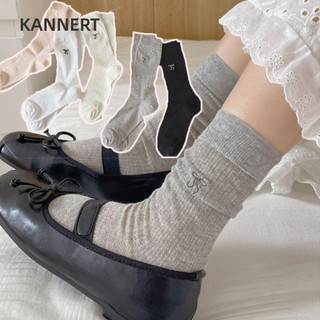 Tất Nơ KANNERT, Tất Dài Mùa Xuân Y2K, Tất Ba Lê JK Màu Trơn Thoáng Khí