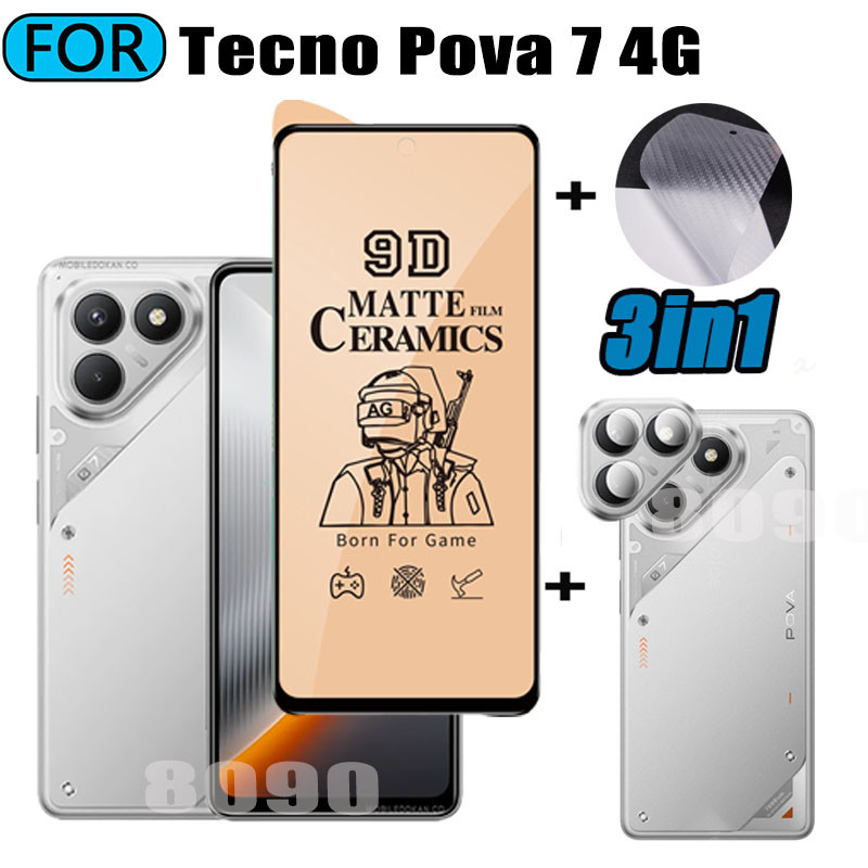 3 TRONG 1 Tecno Pova 7 Kính Cường Lực Matte Bảo Vệ Màn Hình Chơi Game Cho Tecno Pova 7 Pro Pova 7 Ul