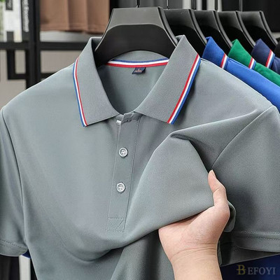 Áo Sơ Mi Polo Nam Tay Ngắn Sọc Ống Thẳng Mỏng, Phong Cách Văn Phòng LY56