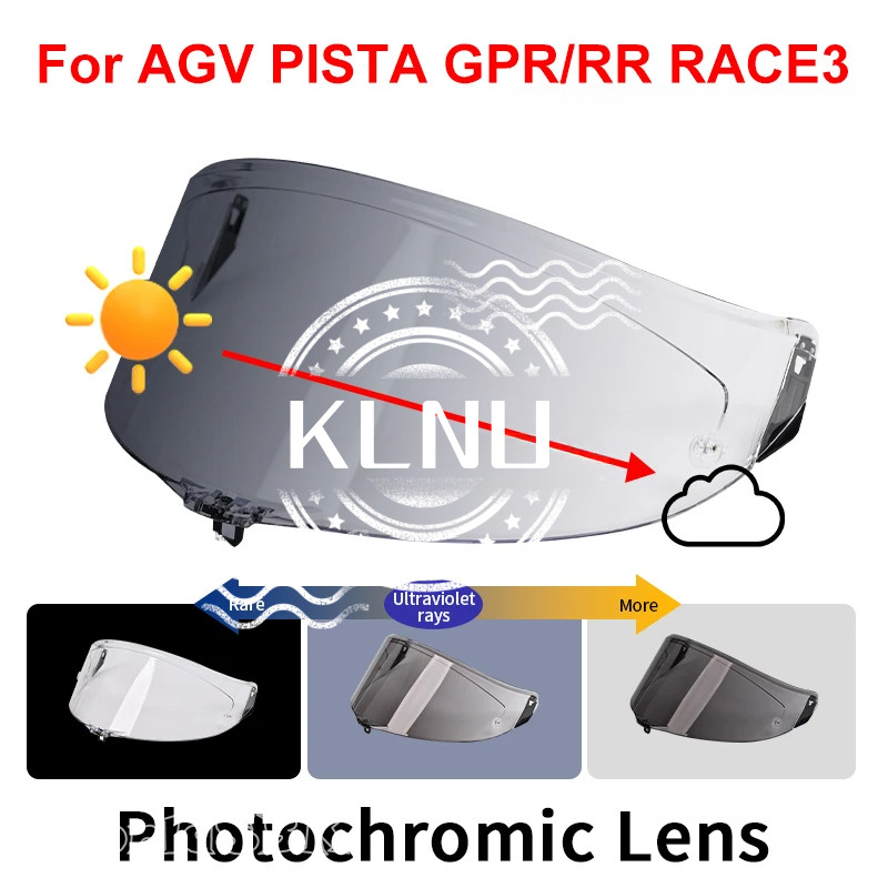 Tấm che ống kính Photochromic cho AGV PISTA GP RR GP R CORSA R RACE 3 Mũ bảo hiểm Tấm chắn kính chắn