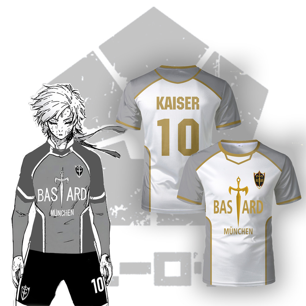 Blue Lock Anime Bastard München Boys Jersey Trắng Maillot Áo thun bóng đá Kaiser Isagi Cosplay Tops