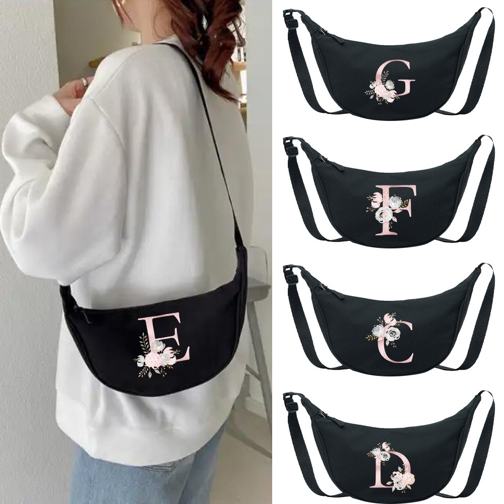 With Dumpling Bag Handbag Bag Cross Body Delivery Bag Over Time Pink Floral Luggage Bag