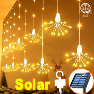 Đèn rèm năng lượng mặt trời Đèn LED pháo hoa để trang trí tiệc Giáng sinh sân vườn ngoài trời