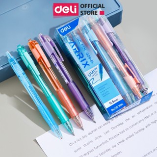 [QUÀ TẶNG ĐỒNG HỒ BÁO THỨC] Hộp 12 Bút gel bút bi mực nước màu pastel phối nhũ ngòi 0.5mm Deli