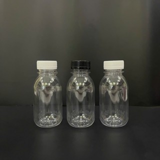   Combo 50 100 Chai  Chai nhựa tròn lùn cổ rộng 250ml Cổ Rộng trong suốt đựng trà sữa Nắp fi38 có grati 