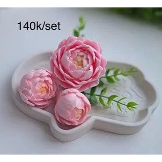  Khuôn Silicon - Hoa Mẫu Đơn Set 3 - 6cm 4cm 3cm A01 – Rau câu đổ bánh flan – Chống dính dễ tháo 