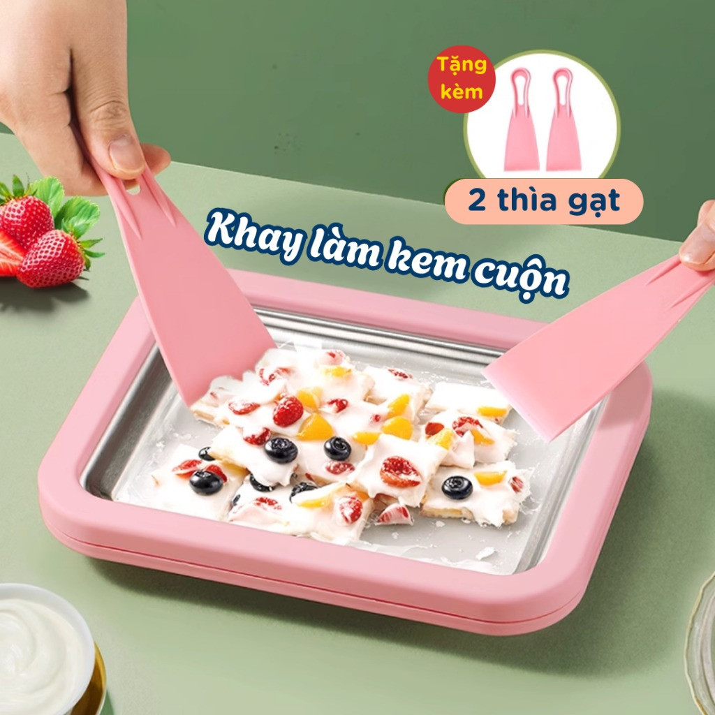 Máy Làm Kem Cuộn Mini Cho Bé Tại Nhà Không Dùng Điện Inox 304 An Toàn Làm Kem Trong 2 Phút