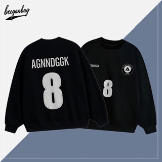 Áo sweater phố nam Đen oversize thời trang thu đông unisex hàn quốc '8' in hình áo khoác Beeyanbuy local brand