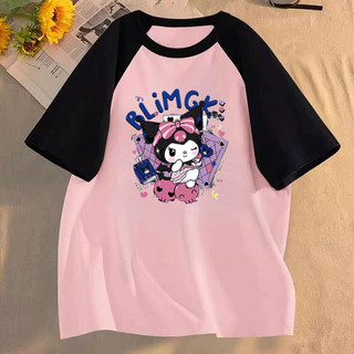 [Polyester] Áo thun ngắn tay Kulomi mới mùa hè Áo thun nữ dáng rộng cổ tròn đa năng