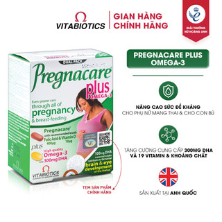 Viên Uống Cho Mẹ Bầu Vitabiotics PREGNACARE PLUS OMEGA-3 Tăng Cường Sức Khỏe Nâng Cao Đề Kháng Hộp 56 Viên