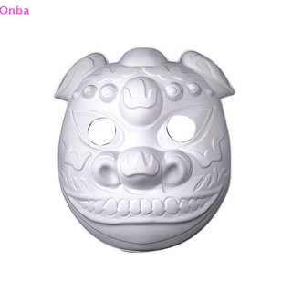 Onba Trắng Halloween Giấy Mache Mặt nạ mèo Vẽ tay Mặt nạ giấy trống Mặt nạ mèo Mặt nạ cáo VN