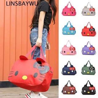 Túi xách du lịch cỡ lớn in hoạt hình kitty đính nơ dễ thương