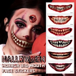 2 Miếng Dán Hình Xăm Miệng Đáng Sợ Halloween - Decal Sẹo Cho Trang Phục Bóng - Đạo Cụ Trang Điểm Tức Thì Thực Tế Kinh Dị - Đồ Dùng Dự Tiệc Hóa Trang - Miếng Dán Mặt Kinh Dị Chống Thấm Nước