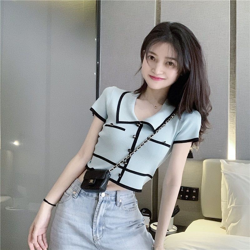 Thời trang nữ mùa hè Áo sơ mi lụa ngắn tay