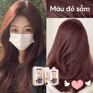 Thuốc nhuộm tóc màu đỏ sẫm💛thuốc nhuộm tóc nhật bản,nhuộm tóc tại nhà—Không cần phải tẩy trắng và phai Công cụ nhuộm tóc