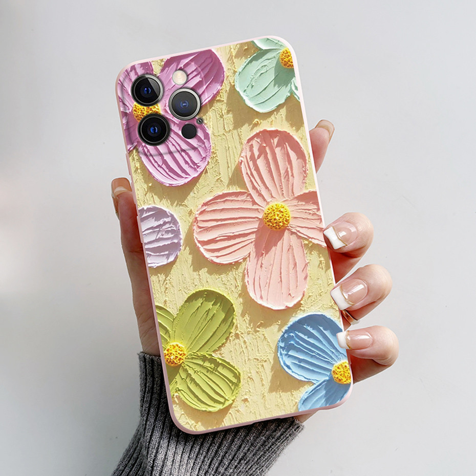 Dành Cho iPhone 12 Pro Ốp Lưng Điện Thoại Mờ Mới Nhất Họa Tiết Hoạt Hình Màu Kẹo Silicon Mềm Cho Vỏ iPhone12 Pro