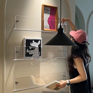 Ins Treo Tường Kệ Sách Acrylic pc Hình Sách Tạp Chí Kệ Trang Trí Trong Suốt Kệ Trưng Bày Sách Kệ Báo