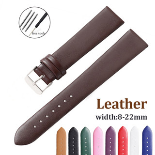 Dây đeo đồng hồ da thật 8 / 10 / 12 / 14 / 16 / 18 / 20 / 22mm Dây đeo thay thế phẳng siêu mỏng Vòng đeo tay chống nước mềm