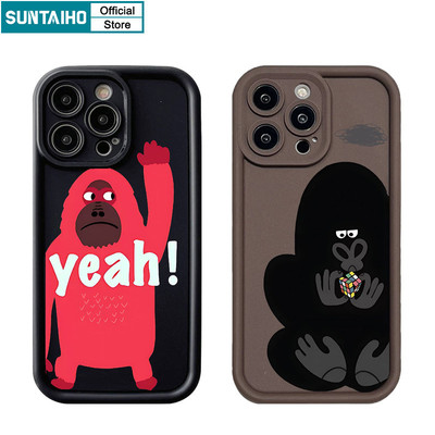Suntaiho Vỏ Ngộ nghĩnh Orangutan Magic Cube Họa Tiết Ốp lưng Iphone 15 14 13 12 11 Pro Max IP 7 8 Plus Iphon X Xs XR Xs Max Silicon Mềm Cao Cấp Chống Sốc Ốp Lưng