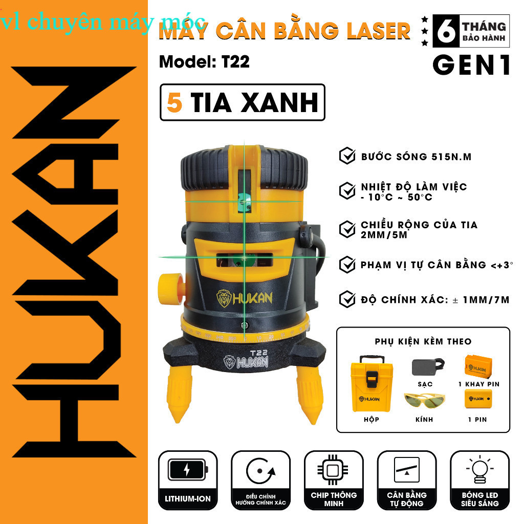[Chính hãng] Máy Cân Bằng Laze HUKAN HK-T22 - Máy cân mực Hukan chính hãng vl máy móc