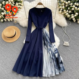 Đầm Cổ Chữ v Xếp Ly Nhẹ Nhàng Sang Trọng Phong Cách Châu Âu Thời Trang Mùa Thu 2021