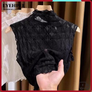 Áo Vest cổ giả, Áo lót cổ ren mềm mại cho nữ, Áo sơ mi cổ cao nửa cổ Áo sơ mi thông thường trên tai bằng gỗ Áo sơ mi ren