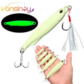 Câu cá phát sáng kim loại Jig 10g / 15g / 20g / 30g / 40g / 60g Mồi câu cá Mồi thìa cứng có móc máu
